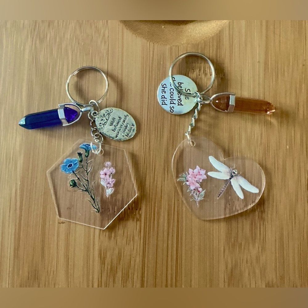 Handmade set of 2 acrylic keychains! Brand New!